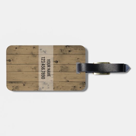 Masculine Monogrammed-Initialen | Rustige houten p Bagagelabel (Achterkant horizontaal)