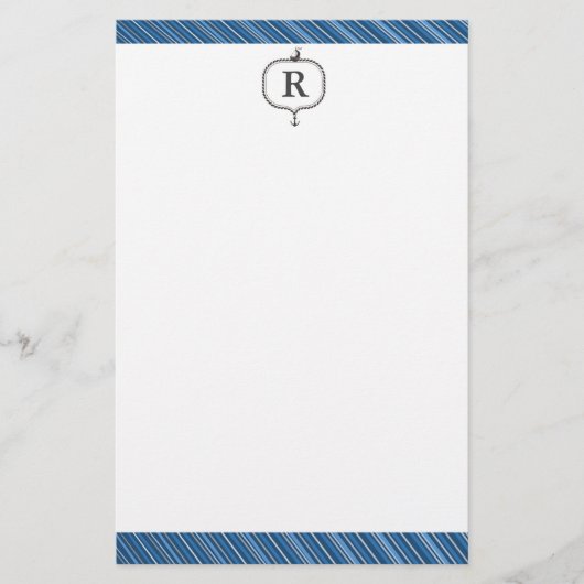 Masculine Monogrammed Nautical Stationery Briefpapier (Voorkant)