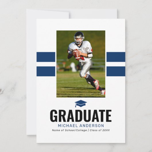 Masculine Navy 2025 Afstuderen Foto Aankondiging (Voorkant)