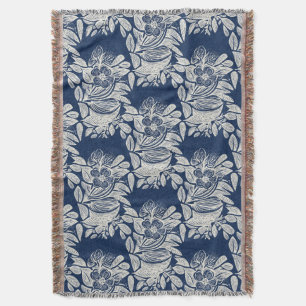 Masculine Navy Blue Effect Indigo Bloemen overal Deken