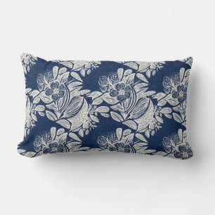 Masculine Navy Blue Effect Indigo Bloemen overal Kussen
