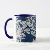 Masculine Navy Blue Effect Indigo Bloemen overal Mok (Links)
