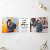 Masculine Photo Triplé Graduation Invitation (Intérieur)