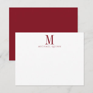 Masculine ProfessionaI Monogram Burgundy Red Notitiekaartje