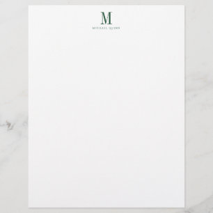 Masculine Professional Green Monogram Briefhoofd