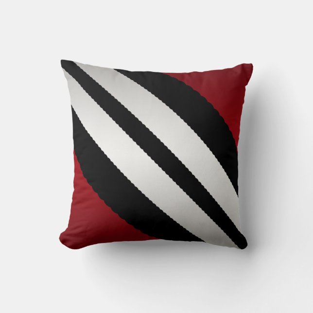 Masculine Red Black Grey Stripes Design Kussen (Voorkant)