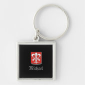 Masculine Red en Black Medieval Knight Shield Sleutelhanger (Voorkant)