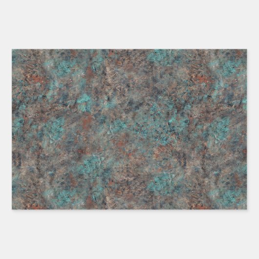 Masculine Rust Turquoise Patina Design Wrappin Inpakpapier Vel (Voorkant 3)