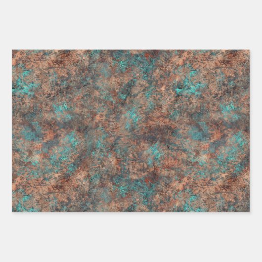 Masculine Rust Turquoise Patina Design Wrappin Inpakpapier Vel (Voorkant)