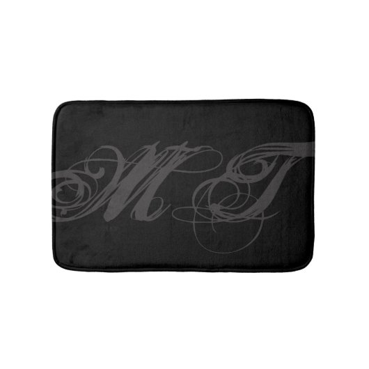 Masculine Script Calligraphy Monogram Initialen Badmat (Voorkant)