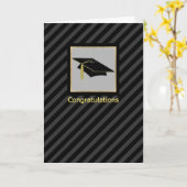 Masculine Stripe en Afstuderen van Pet van karton Kaart (Gele Bloem)