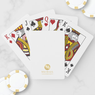 Masculine White en Gold Personalized Groomsmen Pokerkaarten