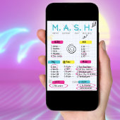 MASH spel, jaren '90 Party uitnodiging