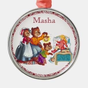Masha en 3 beren metalen ornament