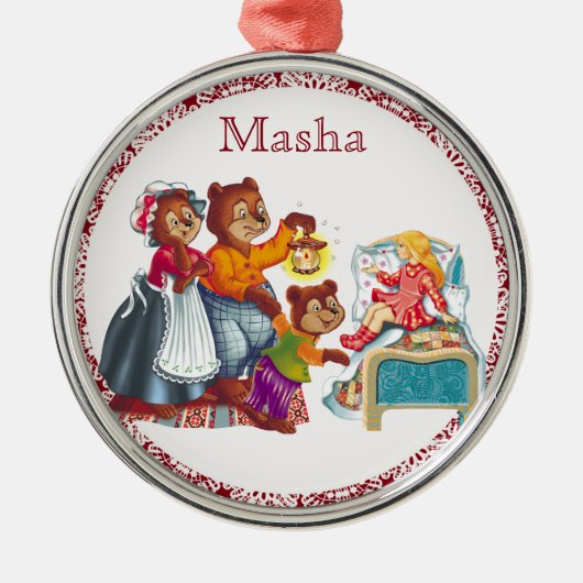 Masha en 3 beren metalen ornament (Voorkant)