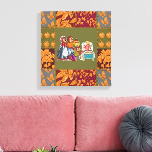 Masha en 3 sprookjesberen canvas afdruk (Insitu (Woonkamer))