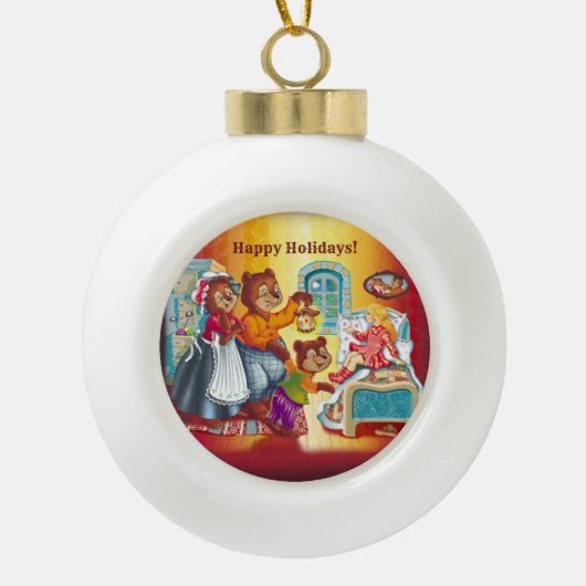 Masha en 3 sprookjesberen keramische bal ornament (Voorkant)