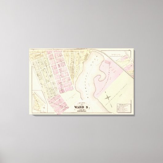 Mashapaug Pond en omgeving Atlas Map Canvas Afdruk (Voorkant)