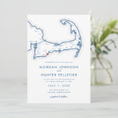 Mashpee Cape Cod Navy Blauw Minimalistische bruilo Kaart (Staand voorkant)