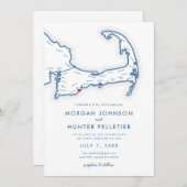 Mashpee Cape Cod Navy Blauw Minimalistische bruilo Kaart (Voorkant / Achterkant)