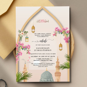 Masjid An-Nabawi Gepersonaliseerde Nikah Uitnodigi Kaart