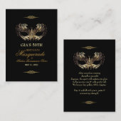 Mask Black Gold 50th Masquerade Birthday Plaatskaartje (Voorkant / Achterkant)