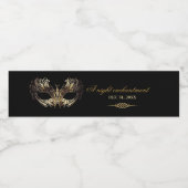 Mask Black Gold 50th Masquerade Birthday Waterfles Etiket (Enkel label)