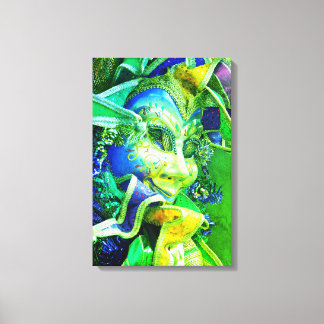 Mask Green and Blue Mardi Gras Canvas Afdruk