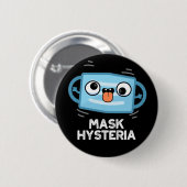 Mask Hysteria Funny Mask Pun Dark BG Ronde Button 5,7 Cm (Voorkant /achterkant)