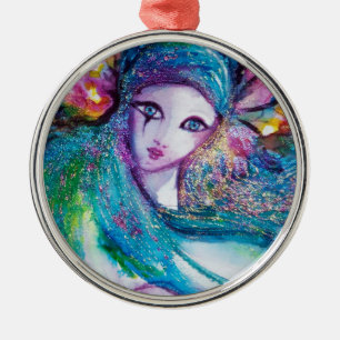 MASK IN BLAUW METALEN ORNAMENT