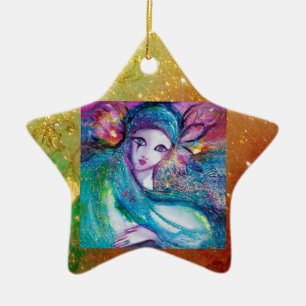 MASK IN BLUE, Geel Star-monogram Keramisch Ornament