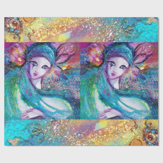 MASK IN BLUE/Venetiaanse maskerade maskers Cadeaupapier (Vlak)