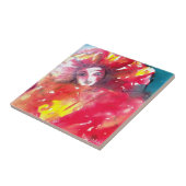 MASK IN RED / Venetian Masquerade Ball, geel Tegeltje (Zijkant)