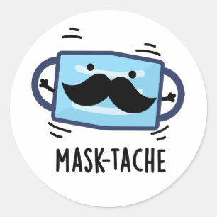 Mask-tache Funny Mask Mustache Pun Ronde Sticker