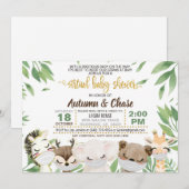 Masked Animal Virtual Baby shower Invitation Kaart (Voorkant / Achterkant)