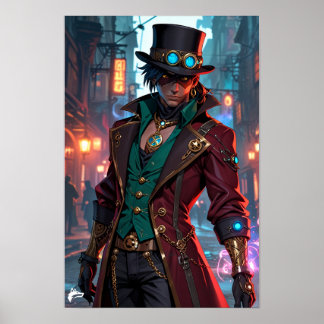 Masked Steampunk Gentleman - Charisma and Shadows Poster
