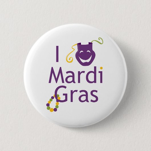 Masker I Love Mardi Gras Ronde Button 5,7 Cm (Voorkant)