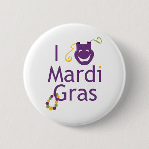 Masker I Love Mardi Gras Ronde Button 5,7 Cm