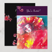 MASKER IN ROOD 2 / MARDI GRAS MASQUERADE FEestJE Kaart (Voorkant / Achterkant)