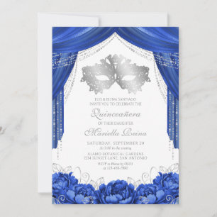 Masker Maskerade Royal Blauw Quinceanera Kaart