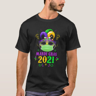 Masker met gezichtsmasker Mardi Gras 2021 Quaranti T-shirt