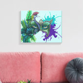 Masker - Peacock Canvas Afdruk (Insitu (Woonkamer))