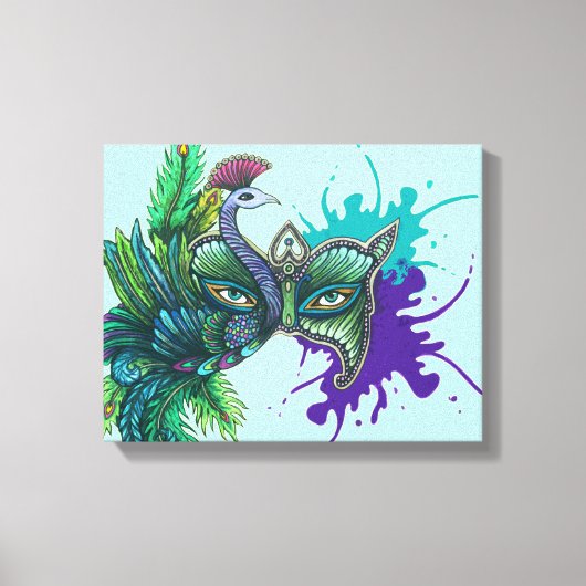 Masker - Peacock Canvas Afdruk (Voorkant)