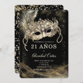 Masker Uitnodiging 21e Verjaardag Vrouw (Voorkant / Achterkant)