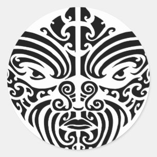 Masker van het Tattoo van Maori het Stammen Ronde Sticker