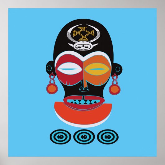 masker voor Afrikaanse kleurrijke tribben Poster (Voorkant)