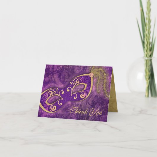 Maskerade Bal Masker Bruiloft Bedankt Paars (Voorkant)