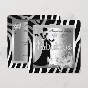 Maskerade Feest Verbluffend 50 Zebra Zilver Zwart Kaart
