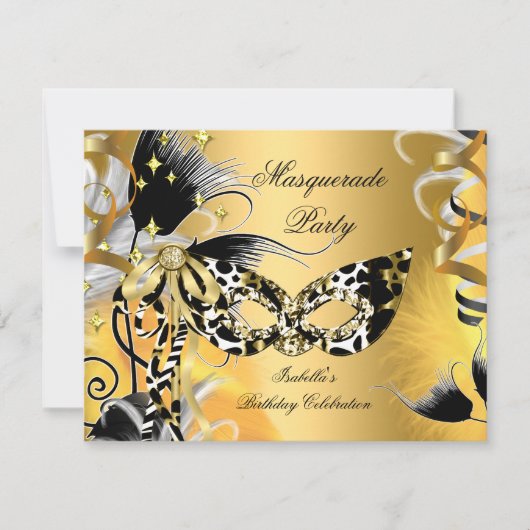 Maskerade Feest Verjaardag Wilde Masker Zwart Goud Kaart (Voorkant)