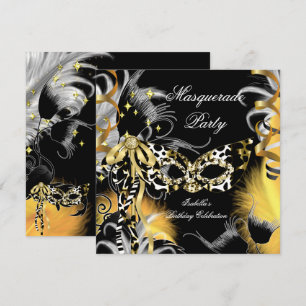 Maskerade Feest Verjaardag Wilde Masker Zwart Goud Kaart